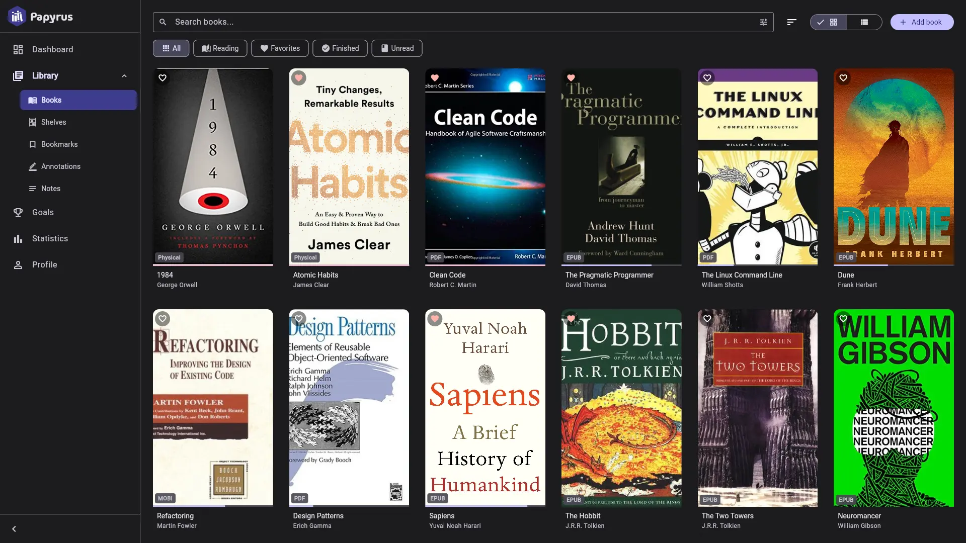 Papyrus library view